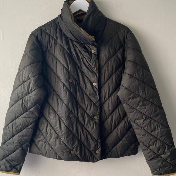 Scotch & Soda Olive Green / Mustard Puffer Jacket w/ Button Details -  Size S - Picture 6 of 13